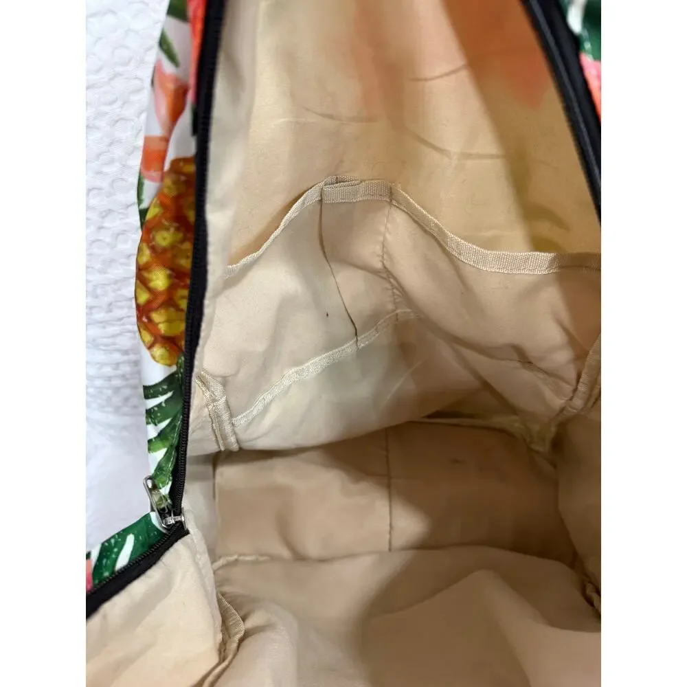Pineapple Tropical Floral Backpack Hawaiian Beach Travel School Bag White Orange